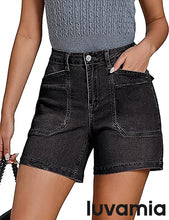 Women's Denim Mid Waist Shorts Regular Fit Summer Pocket Walkshorts