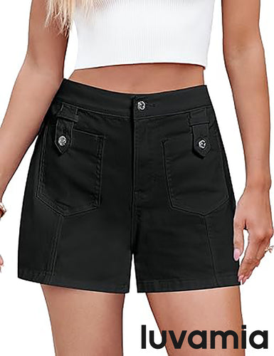 LUVAMIA Women's Lounge Lightweight Shorts High Rise Popular Summer Pocket Trendy Shorts