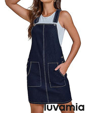 luvamia Women's Casual Straps Denim Overall Pinafore Dress with Pocket