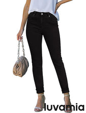 LUVAMIA Women's Full Length High Waist Skinny Fit Denim Slight Stretch Slim Jeans