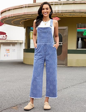 luvamia FleXclusive Denim Overalls for Women Wide Leg Capri Jean Jumpsuit Loose Fit Summer Stretchy Bib Overall Embroidered Raw Hem