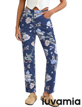 luvamia Straight Leg Jeans for Women Floral Printed High Waisted Trendy Cute Vintage Stretchy Denim Pants Boho Jeans