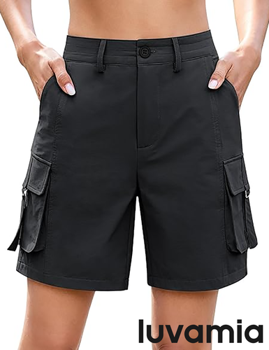 luvamia Cargo Shorts Women High Waisted Casual Elastic Waist 7