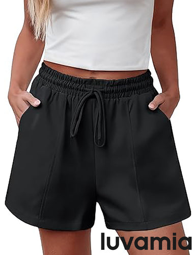 LUVAMIA Women's Bodybuilding Sports Quick-Dry Drawstring Summer Lounge Active Shorts