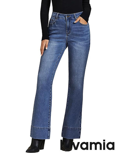 Women's High Waist Regular Fit Slight Stretch Flare Jeans Bell Bottoms