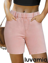 LUVAMIA Women's Denim Elastic Waist Walkshorts with Pockets