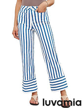 luvamia Striped Jeans for Women Wide Leg High Waisted Trendy Patch Pockets Stretchy Denim Pants Casual Trouser Jeans