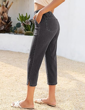luvamia Womens Capri Jeans Pull On Jeans for Women Trendy Stretch Denim High Rise Elastic Waist Straight Leg Capri Pants