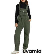 Women's No Stretch Adjustable Fleece Overalls Casual Jumpsuits With Pockets