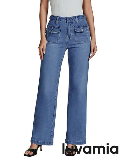 LUVAMIA High Waisted Slim Wide Leg Women Regular fit Full Length