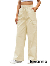GRAPENT Womens Cargo Pants Wide Leg Baggy High Rise Pull On Elastic Waist Stretch Loose Pants with Pocket 90s Outfit Y2K