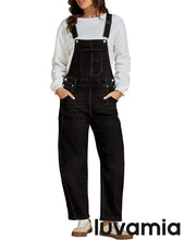 LUVAMIA Women's  Barrel Leg Style Sleeveless Overall with Pocket and Adjustable Strap