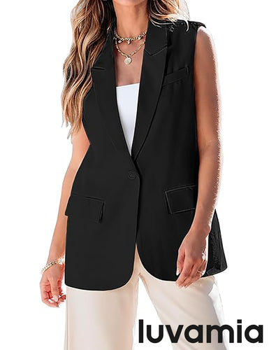 luvamia Women's sleeveless business style lapel vest jacket