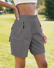luvamia Hiking Shorts for Women Cargo Pull On Elastic Waist Lightweight Quick Dry Summer Sport Golf 7 Inch Inseam Shorts