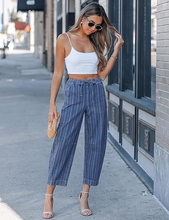 luvamia FleXclusive Barrel Jeans Women Trendy Striped Cropped High Waisted Pull On Elastic Waist Wide Leg Casual Stretch Denim Pants