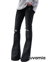 luvamia Women's Ripped Flare Bell Bottom Jeans Pants Retro Wide Leg Denim Pants