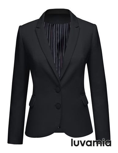 luvamia Women's Long Sleeve Formal Notch Lapel Button Down Blazer Pockets Jacket