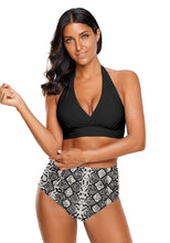 luvamia Women's Halter Self Tie Ruched High Waist Two Piece Bikini Set Swimsuits