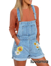 luvamia Women's Casual Adjustable Strap Cuffed Hem Denim Bib Overalls Shorts Romper