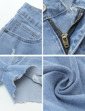 luvamia Jean Shorts for Women High Waisted Distressed Stretchy Denim Shorts Ripped Raw Hem Summer Casual Cut Off Shorts