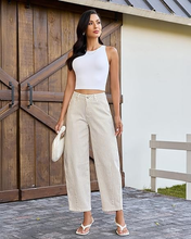 luvamia Barrel Jeans for Women Trendy Baggy Wide Leg Striped High Waisted Cropped Casual Pinstripe Stretchy Denim Pants