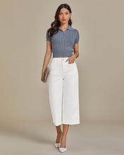 LUVAMIA Women's Comfy Denim High Waist Vintage Wide Leg Capri Jeans
