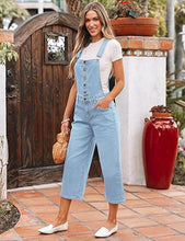 LUVAMIA Women Sleeveless Adjustable Strap One Piece Casual Denim Harem Overall
