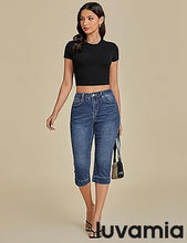 LUVAMIA Women Skinny Capri High Rise Denim Stretch Cropped Jeans