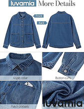 LUVAMIA Women's Street Fashion Denim Jacket Lapel Long Sleeve Coat