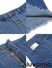 luvamia Women's Casual Mid Rise Button Down Frayed Raw Hem Fit Denim Jean Skirt