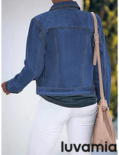 luvamia Women's Basic Button Down Stretch Fitted Long Sleeves Denim Jean Jacket