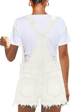 luvamia Women's Ripped Short Overalls Adjustable Denim Bib Overall Shorts Romper