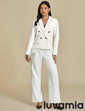 LUVAMIA Women Suit Jacket Double-Breasted Business Casual Long Sleeve Suiting Blazers