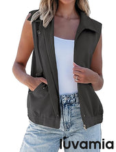 Women's Lapel Sleeveless Business Casual Moderate Cardigan With Pocket