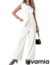 LUVAMIA Women's 2 Piece  Suiting Business Casual Pantsuits Outfit