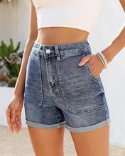 luvamia FleXclusive Jean Shorts for Women High Waisted Cuffed Stretchy Denim Shorts