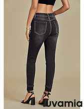 LUVAMIA Women's Full Length High Waist Skinny Fit Denim Slight Stretch Slim Jeans