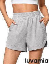 LUVAMIA Women's Brief High-Waisted Elastic-Waist Athletic Wide-Leg Shorts