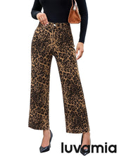 luvamia FleXclusive Wide Leg Jeans Woman Trendy High Waisted Leopard Cheetah Print Ankle Length Stretchy Denim Pants with Pockets