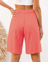 luvamia Bermuda Shorts for Women High Waisted Linen Dressy Casual Pleated Wide Leg Summer Shorts with Elastic Waist