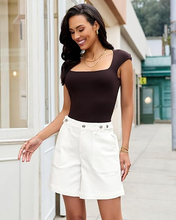 luvamia FleXclusive Jean Shorts for Women High Waisted Wide Leg Cinch Waist Stretchy Denim Mid Thigh Shorts Casual Summer Jorts