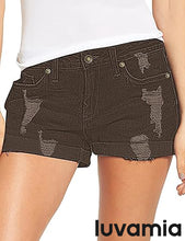 luvamia Women's Casual Ripped Denim Shorts Mid Rise Stretch Folded Hem Short Jeans