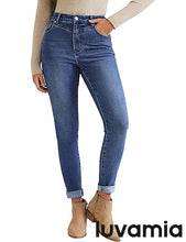 luvamia Skinny Jeans for Women Thin Fleece Lined High Waisted Front Yoke Fall Thermal Stretchy Denim Pants Warm Jeggings