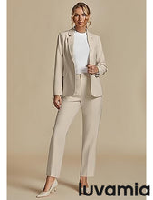 LUVAMIA Women's Blazer Set Business Casual Full Fit Blazer Jackets and Straight Pant Suits with Pockets