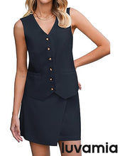 LUVAMIA Women's Business Vest Suit Set Sleeveless Blazer Skirt Outfit Workwear Matching