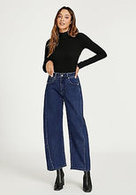 LUVAMIA Women's Barrel Style High Waist Jeans Regular Fit Slight Stretch with pocket