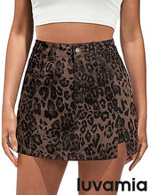 luvamia FleXclusive Skorts for Woman Leopard Cheetah Print Mini Skirt with Shorts High Waisted Trendy Cute Stretchy Side Slit Skort