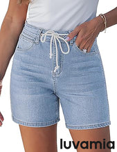 luvamia FleXclusive Jean Shorts for Women High Waisted Trendy Drawstring Stretchy Denim Shorts Summer Casual Jorts with Pockets