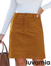 luvamia Corduroy Skirts for Women High Waisted Trendy Fall Elastic Waist Casual Stretchy Short Skirts with Patch Pockets