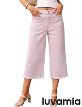 LUVAMIA Women's Comfy Denim High Waist Vintage Wide Leg Capri Jeans